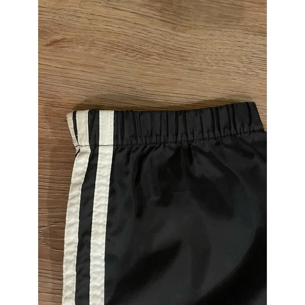 adidas Men’s Black Track Pants White 3-Stripes Elastic Waist, Size S